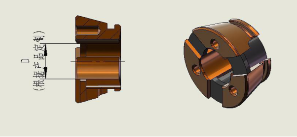 （彈性?shī)A頭示意圖:<也叫筒夾，內(nèi)孔尺寸 D 可訂做>）